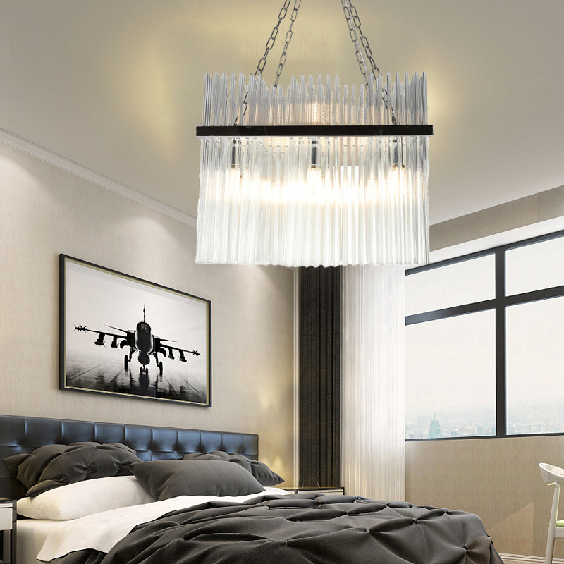 Stainless-Steel Tube Chandelier Lamp Contemporary 10 Bulbs Crystal Ceiling Hanging Light Clearhalo 'Ceiling Lights' 'Chandeliers' 'Modern Chandeliers' 'Modern' Lighting' 276602