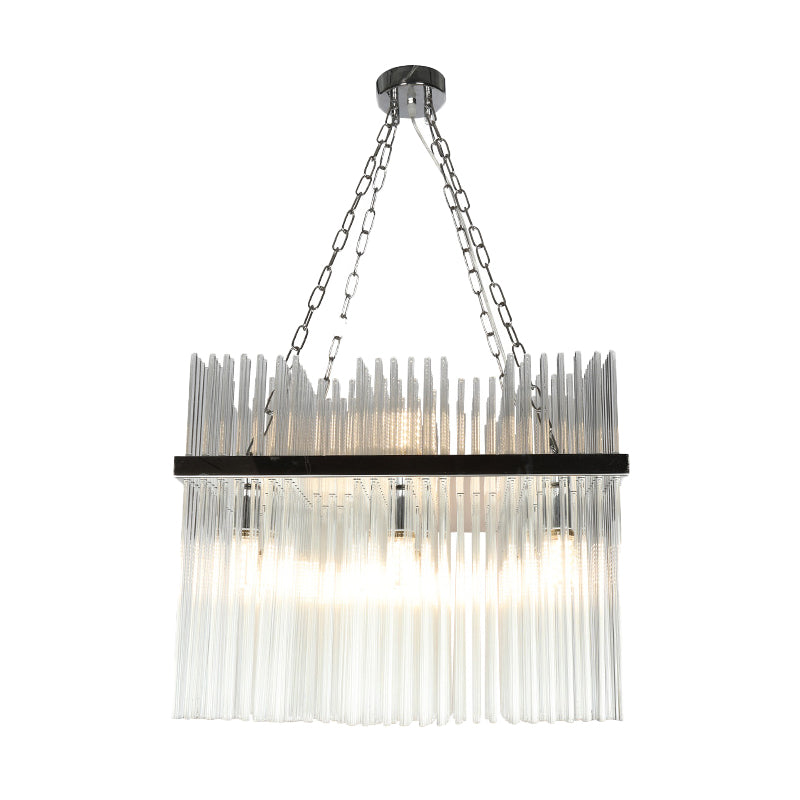 Stainless-Steel Tube Chandelier Lamp Contemporary 10 Bulbs Crystal Ceiling Hanging Light Clearhalo 'Ceiling Lights' 'Chandeliers' 'Modern Chandeliers' 'Modern' Lighting' 276604