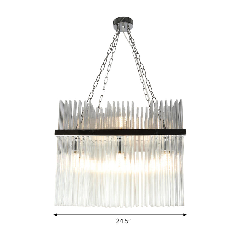 Stainless-Steel Tube Chandelier Lamp Contemporary 10 Bulbs Crystal Ceiling Hanging Light Clearhalo 'Ceiling Lights' 'Chandeliers' 'Modern Chandeliers' 'Modern' Lighting' 276605