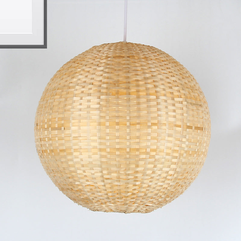 Sphere Suspension Pendant Contemporary Bamboo 1 Bulb Wood Hanging Light Kit, 16"/19.5" Wide Clearhalo 'Ceiling Lights' 'Modern Pendants' 'Modern' 'Pendant Lights' 'Pendants' Lighting' 276615