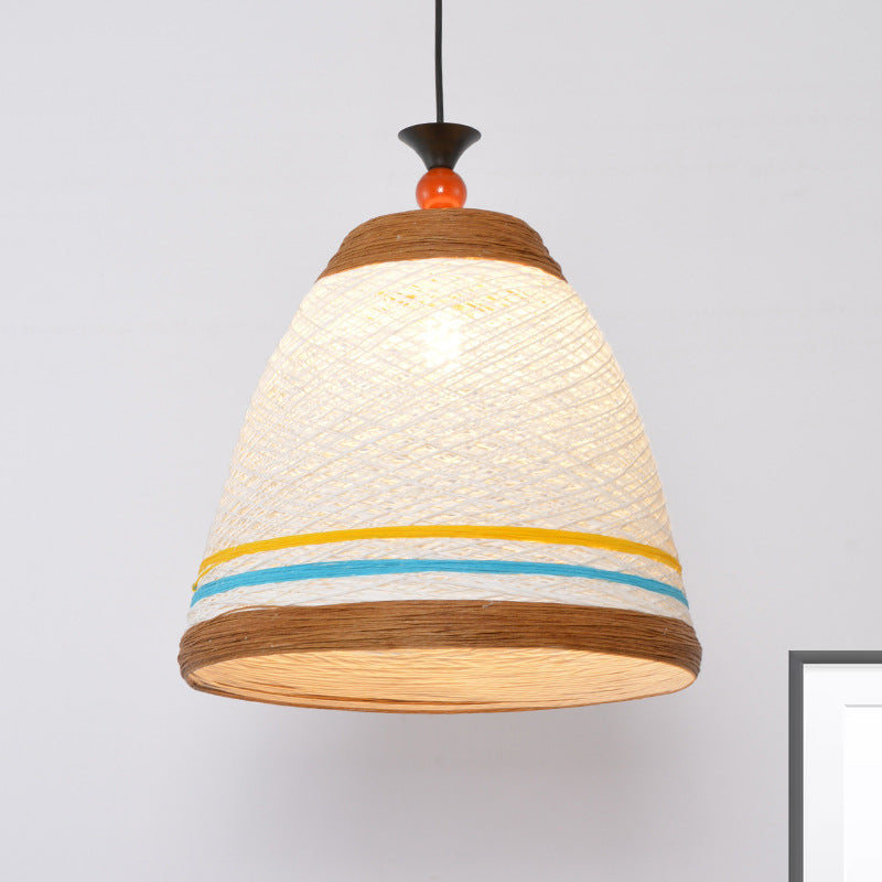 10"/14"/16" Wide Tapered Ceiling Lamp Modern Rattan 1 Bulb Yellow/Brown Hanging Pendant Light Clearhalo 'Ceiling Lights' 'Modern Pendants' 'Modern' 'Pendant Lights' 'Pendants' Lighting' 276633