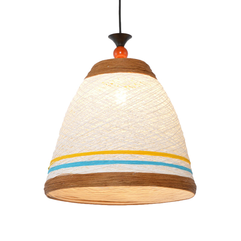 10"/14"/16" Wide Tapered Ceiling Lamp Modern Rattan 1 Bulb Yellow/Brown Hanging Pendant Light Clearhalo 'Ceiling Lights' 'Modern Pendants' 'Modern' 'Pendant Lights' 'Pendants' Lighting' 276636