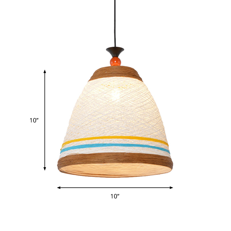 10"/14"/16" Wide Tapered Ceiling Lamp Modern Rattan 1 Bulb Yellow/Brown Hanging Pendant Light Clearhalo 'Ceiling Lights' 'Modern Pendants' 'Modern' 'Pendant Lights' 'Pendants' Lighting' 276637