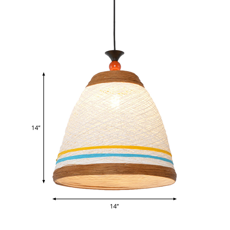 10"/14"/16" Wide Tapered Ceiling Lamp Modern Rattan 1 Bulb Yellow/Brown Hanging Pendant Light Clearhalo 'Ceiling Lights' 'Modern Pendants' 'Modern' 'Pendant Lights' 'Pendants' Lighting' 276638