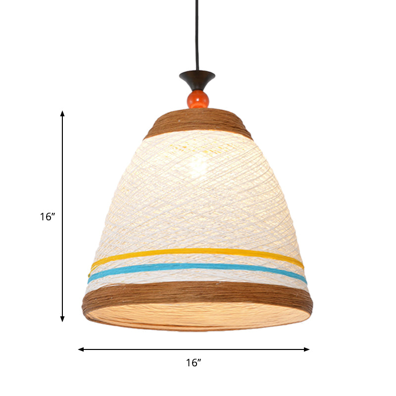 10"/14"/16" Wide Tapered Ceiling Lamp Modern Rattan 1 Bulb Yellow/Brown Hanging Pendant Light Clearhalo 'Ceiling Lights' 'Modern Pendants' 'Modern' 'Pendant Lights' 'Pendants' Lighting' 276639