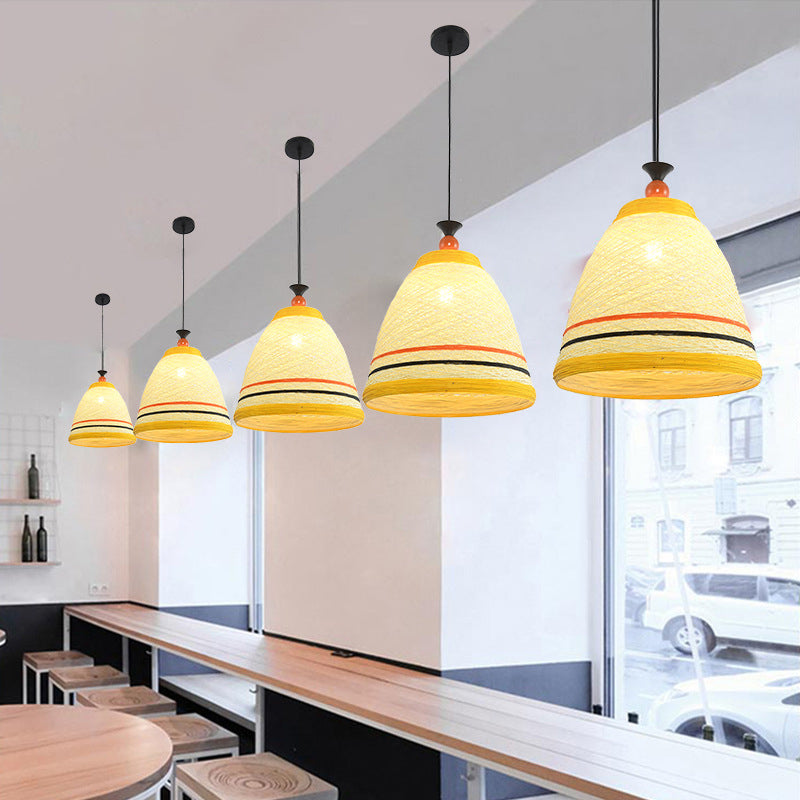 10"/14"/16" Wide Tapered Ceiling Lamp Modern Rattan 1 Bulb Yellow/Brown Hanging Pendant Light Clearhalo 'Ceiling Lights' 'Modern Pendants' 'Modern' 'Pendant Lights' 'Pendants' Lighting' 276643