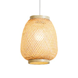 Wood Lantern Pendant Lighting Traditionary Bamboo 1 Bulb Hanging Lamp Kit for Teahouse Clearhalo 'Ceiling Lights' 'Modern Pendants' 'Modern' 'Pendant Lights' 'Pendants' Lighting' 276653