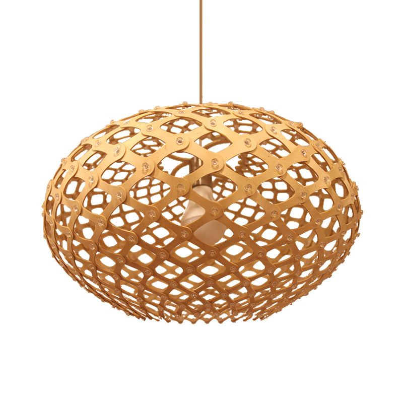 Global Suspension Pendant Contemporary Wood 1 Bulb Beige Hanging Light Kit, 16"/19.5" Wide Clearhalo 'Ceiling Lights' 'Modern Pendants' 'Modern' 'Pendant Lights' 'Pendants' Lighting' 276677