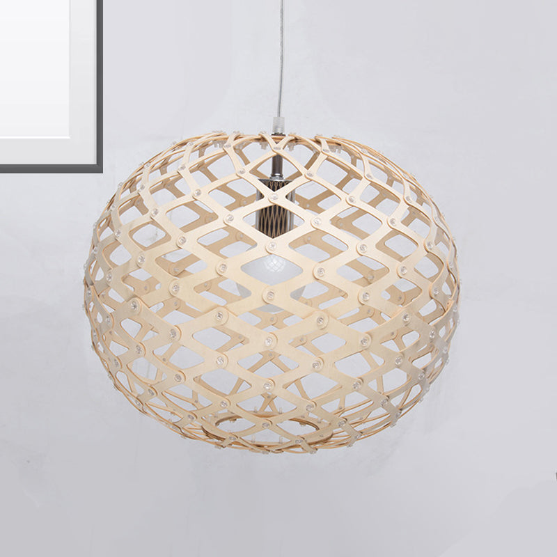 Global Suspension Pendant Contemporary Wood 1 Bulb Beige Hanging Light Kit, 16"/19.5" Wide Clearhalo 'Ceiling Lights' 'Modern Pendants' 'Modern' 'Pendant Lights' 'Pendants' Lighting' 276681