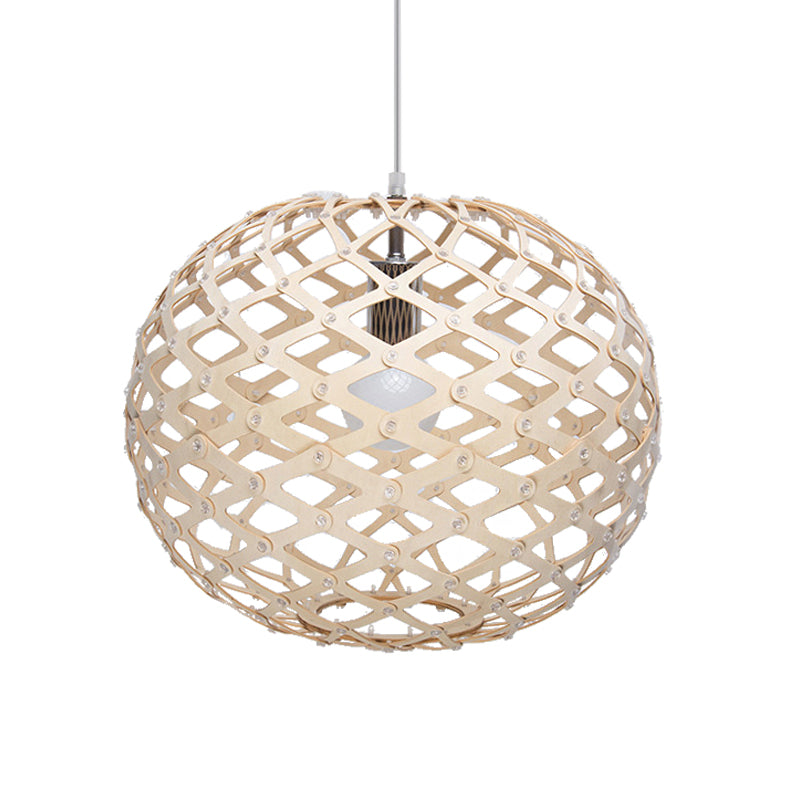 Global Suspension Pendant Contemporary Wood 1 Bulb Beige Hanging Light Kit, 16"/19.5" Wide Clearhalo 'Ceiling Lights' 'Modern Pendants' 'Modern' 'Pendant Lights' 'Pendants' Lighting' 276683