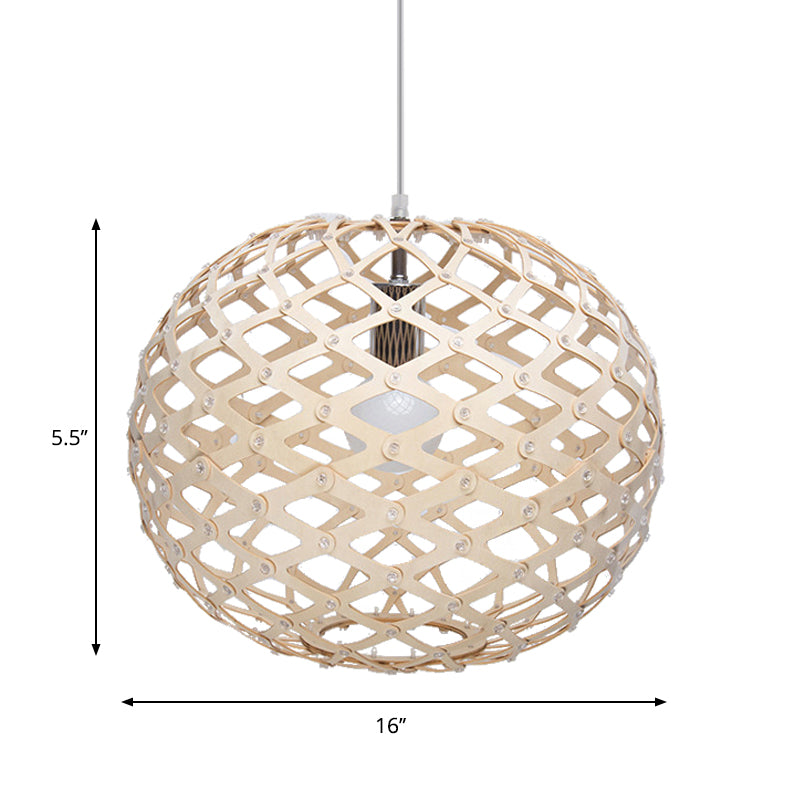 Global Suspension Pendant Contemporary Wood 1 Bulb Beige Hanging Light Kit, 16"/19.5" Wide Clearhalo 'Ceiling Lights' 'Modern Pendants' 'Modern' 'Pendant Lights' 'Pendants' Lighting' 276684