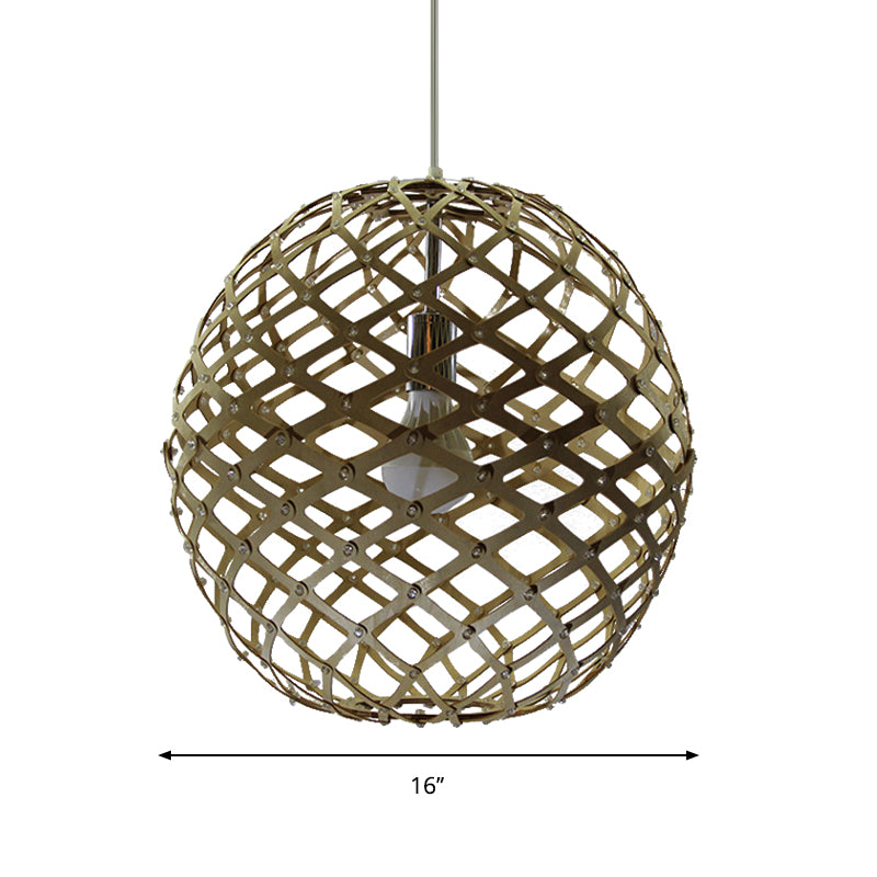 Cage Suspension Pendant Contemporary Wood 1 Bulb Yellow Hanging Light Kit for Living Room Clearhalo 'Ceiling Lights' 'Modern Pendants' 'Modern' 'Pendant Lights' 'Pendants' Lighting' 276703