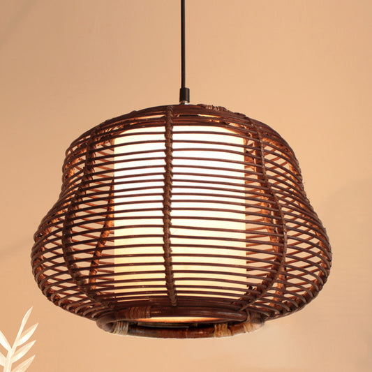 Bamboo Global/Pear Suspension Pendant Contemporary 1 Head Brown Hanging Ceiling Light Brown B Clearhalo 'Ceiling Lights' 'Modern Pendants' 'Modern' 'Pendant Lights' 'Pendants' Lighting' 276777