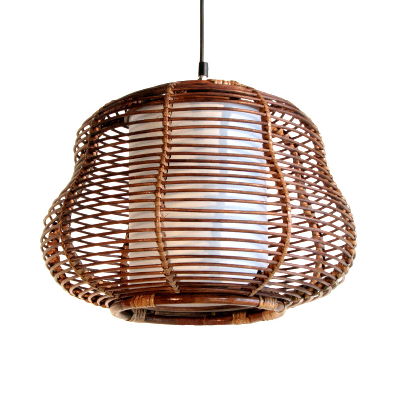 Bamboo Global/Pear Suspension Pendant Contemporary 1 Head Brown Hanging Ceiling Light Clearhalo 'Ceiling Lights' 'Modern Pendants' 'Modern' 'Pendant Lights' 'Pendants' Lighting' 276780