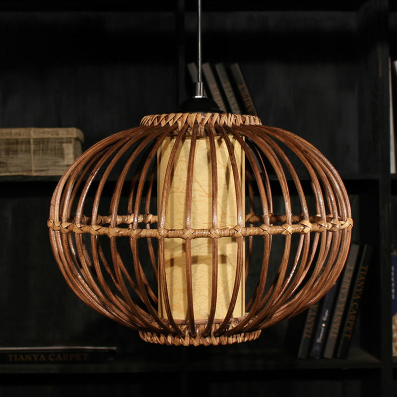 Bamboo Global/Pear Suspension Pendant Contemporary 1 Head Brown Hanging Ceiling Light Brown A Clearhalo 'Ceiling Lights' 'Modern Pendants' 'Modern' 'Pendant Lights' 'Pendants' Lighting' 276783