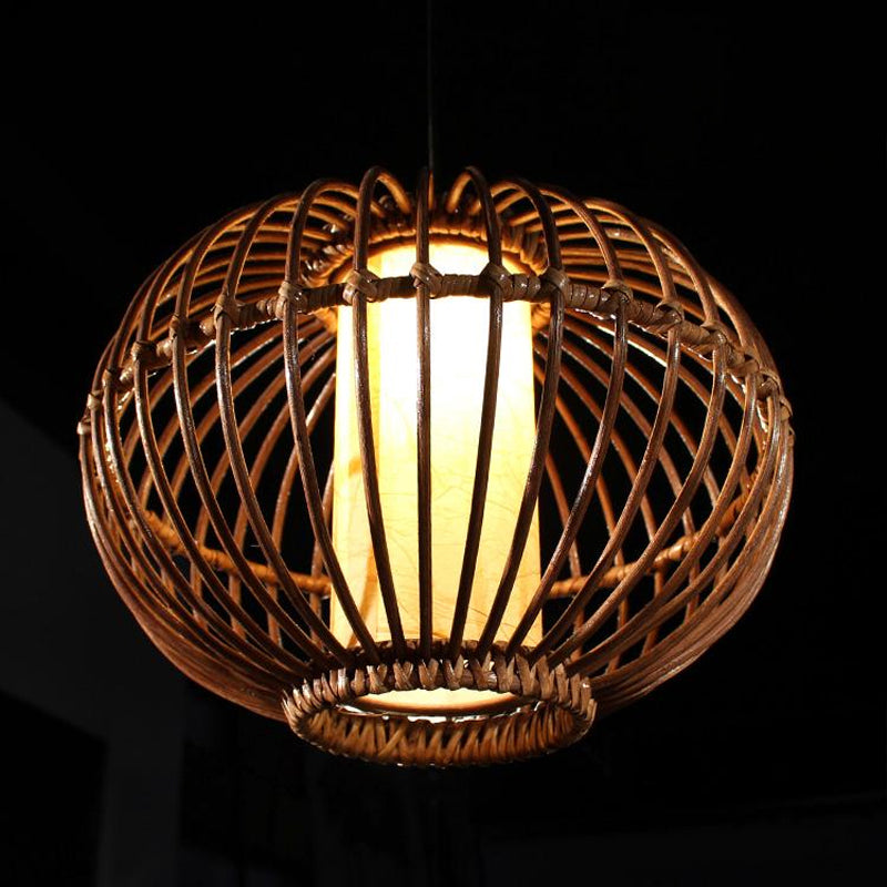 Bamboo Global/Pear Suspension Pendant Contemporary 1 Head Brown Hanging Ceiling Light Clearhalo 'Ceiling Lights' 'Modern Pendants' 'Modern' 'Pendant Lights' 'Pendants' Lighting' 276784