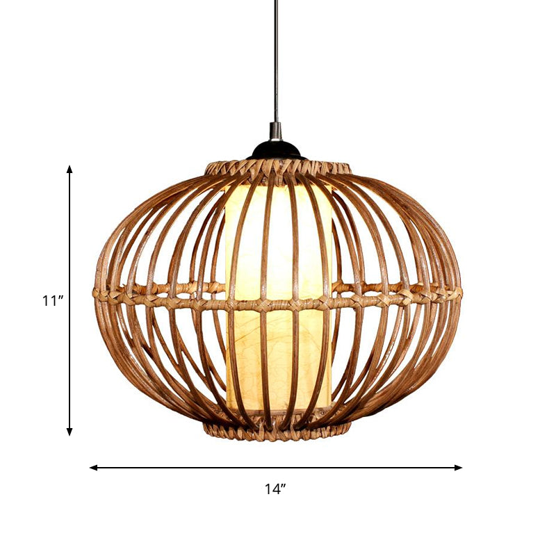 Bamboo Global/Pear Suspension Pendant Contemporary 1 Head Brown Hanging Ceiling Light Clearhalo 'Ceiling Lights' 'Modern Pendants' 'Modern' 'Pendant Lights' 'Pendants' Lighting' 276787