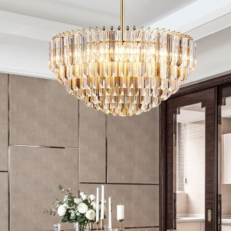 Gold Dome Ceiling Chandelier Modernist 10 Heads Beveled Crystal Suspended Lighting Fixture Clearhalo 'Ceiling Lights' 'Chandeliers' Lighting' options 276788