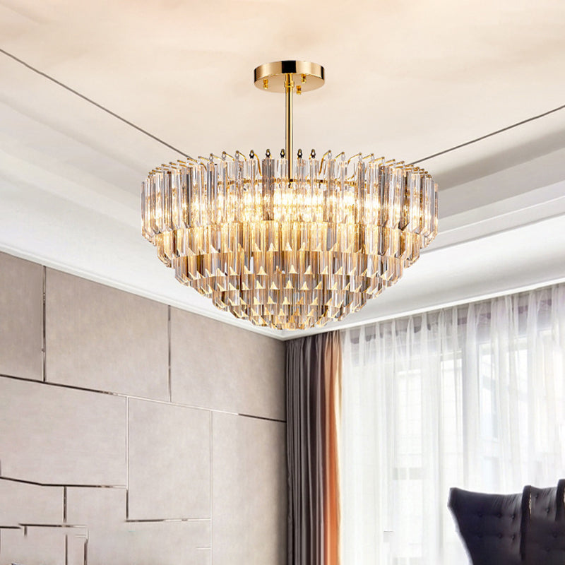 Gold Dome Ceiling Chandelier Modernist 10 Heads Beveled Crystal Suspended Lighting Fixture Clearhalo 'Ceiling Lights' 'Chandeliers' Lighting' options 276790