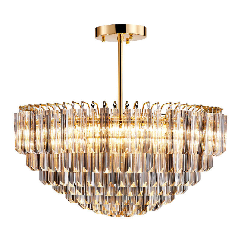 Gold Dome Ceiling Chandelier Modernist 10 Heads Beveled Crystal Suspended Lighting Fixture Clearhalo 'Ceiling Lights' 'Chandeliers' Lighting' options 276792