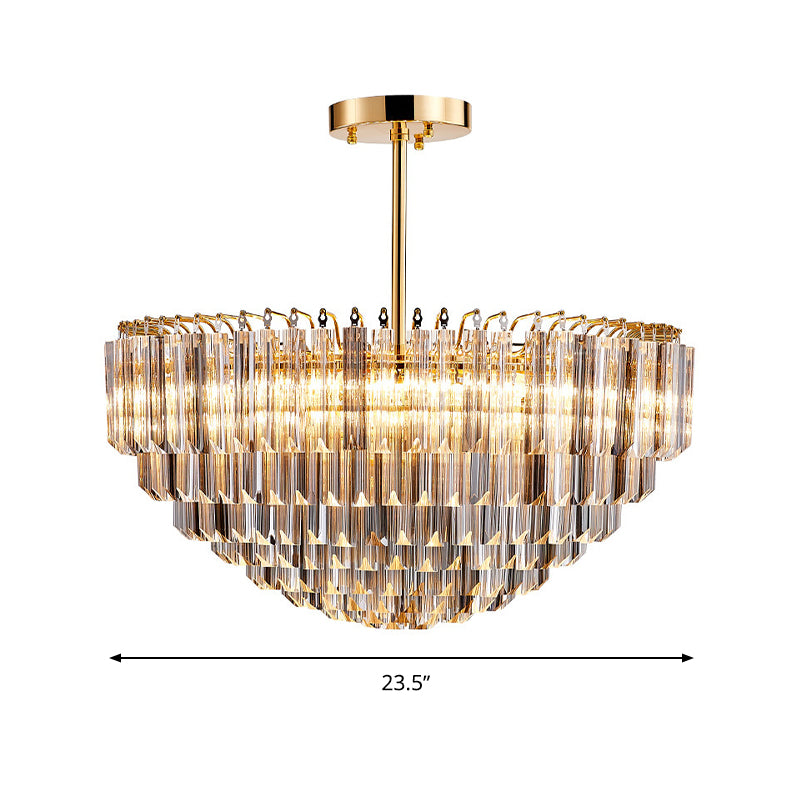 Gold Dome Ceiling Chandelier Modernist 10 Heads Beveled Crystal Suspended Lighting Fixture Clearhalo 'Ceiling Lights' 'Chandeliers' Lighting' options 276793