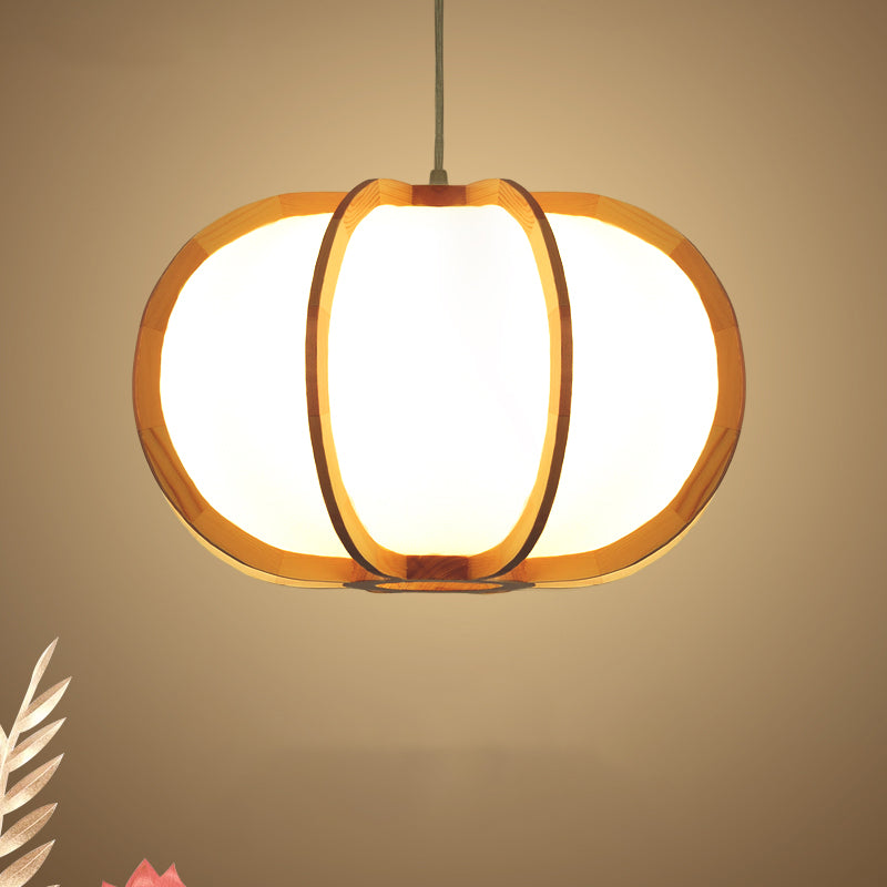 Beige Round Pendant Lighting Traditionary Wood 1 Bulb Hanging Lamp Kit for Restaurant Wood Clearhalo 'Ceiling Lights' 'Modern Pendants' 'Modern' 'Pendant Lights' 'Pendants' Lighting' 276795