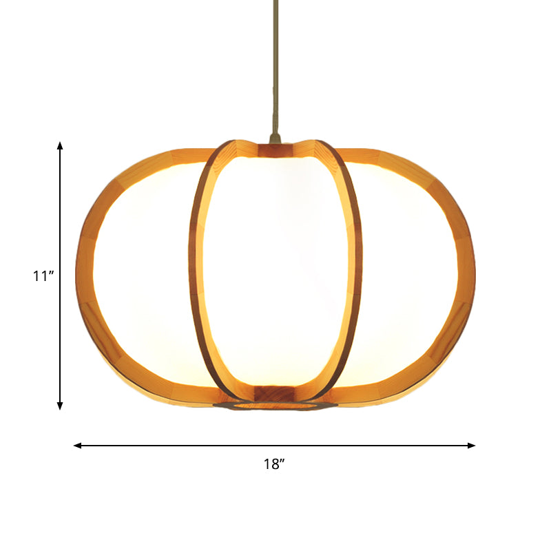 Beige Round Pendant Lighting Traditionary Wood 1 Bulb Hanging Lamp Kit for Restaurant Clearhalo 'Ceiling Lights' 'Modern Pendants' 'Modern' 'Pendant Lights' 'Pendants' Lighting' 276801