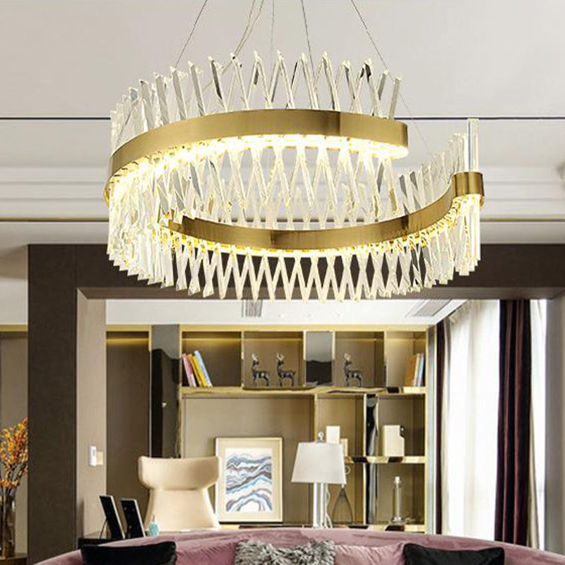 Circle Chandelier Lamp Modernism Cut Crystal LED Brass Hanging Light Kit for Dining Room Clearhalo 'Ceiling Lights' 'Chandeliers' 'Modern Chandeliers' 'Modern' Lighting' 276832