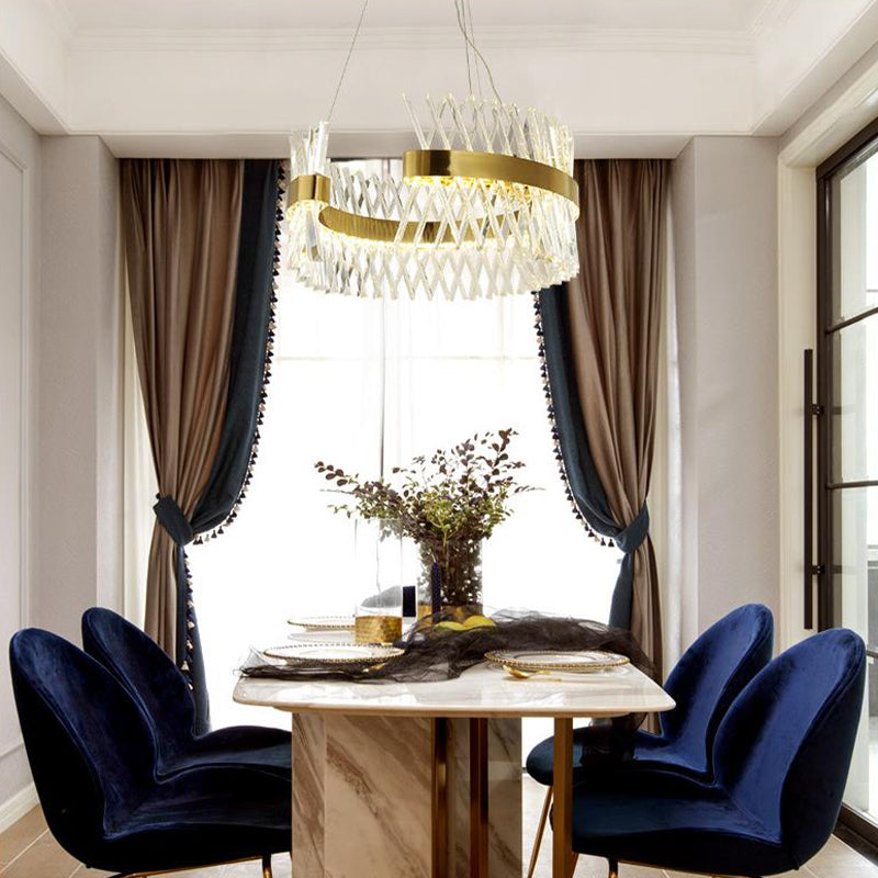 Circle Chandelier Lamp Modernism Cut Crystal LED Brass Hanging Light Kit for Dining Room Clearhalo 'Ceiling Lights' 'Chandeliers' 'Modern Chandeliers' 'Modern' Lighting' 276834