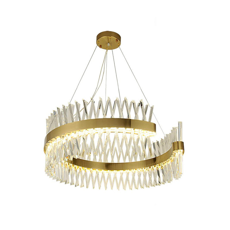 Circle Chandelier Lamp Modernism Cut Crystal LED Brass Hanging Light Kit for Dining Room Clearhalo 'Ceiling Lights' 'Chandeliers' 'Modern Chandeliers' 'Modern' Lighting' 276835