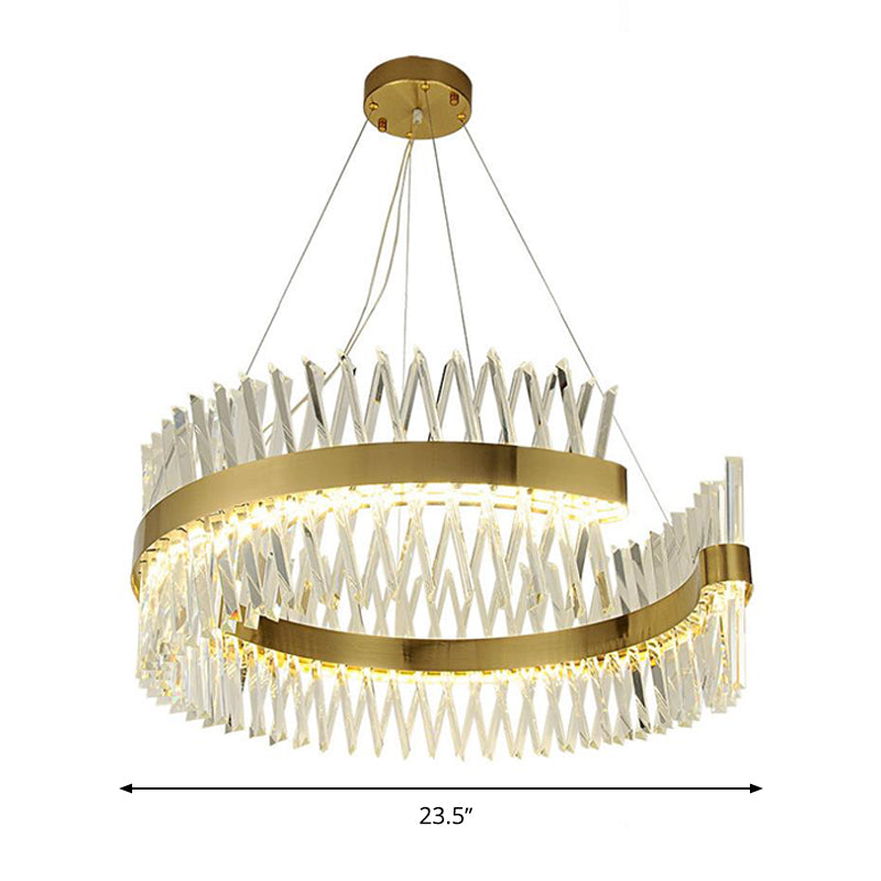 Circle Chandelier Lamp Modernism Cut Crystal LED Brass Hanging Light Kit for Dining Room Clearhalo 'Ceiling Lights' 'Chandeliers' 'Modern Chandeliers' 'Modern' Lighting' 276836