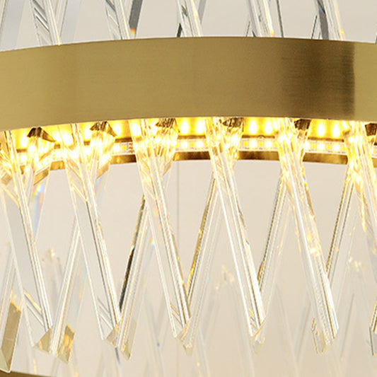 Circle Chandelier Lamp Modernism Cut Crystal LED Brass Hanging Light Kit for Dining Room Clearhalo 'Ceiling Lights' 'Chandeliers' 'Modern Chandeliers' 'Modern' Lighting' 276837