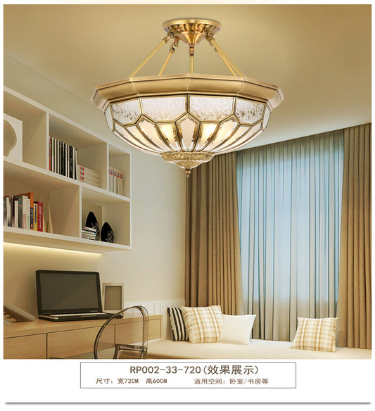 18"/19.5" Wide Bowl Bedroom Semi Flush Light Antique Frosted Glass 4/6 Lights Gold Semi Mount Lighting Gold Clearhalo 'Ceiling Lights' 'Close To Ceiling Lights' 'Close to ceiling' 'Glass shade' 'Glass' 'Semi-flushmount' Lighting' 276913