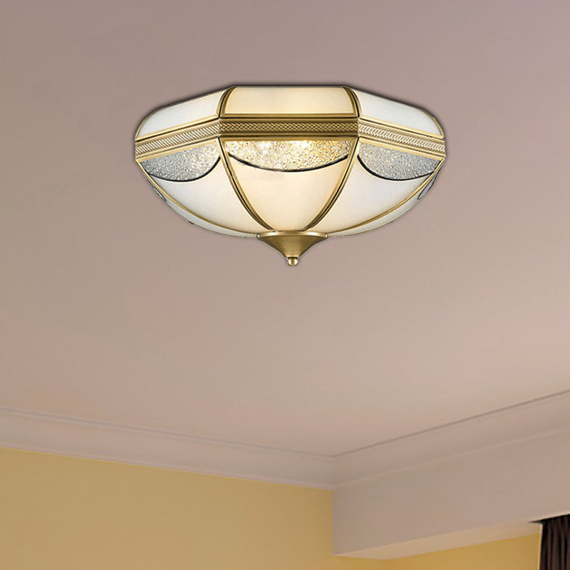 2/3/5 Lights Flush Ceiling Light Classic Domed Opal Glass Flush Mount Lighting in Gold for Bedroom, 14"/18"/21.5" Wide Gold Clearhalo 'Ceiling Lights' 'Close To Ceiling Lights' 'Close to ceiling' 'Flush mount' Lighting' 276921