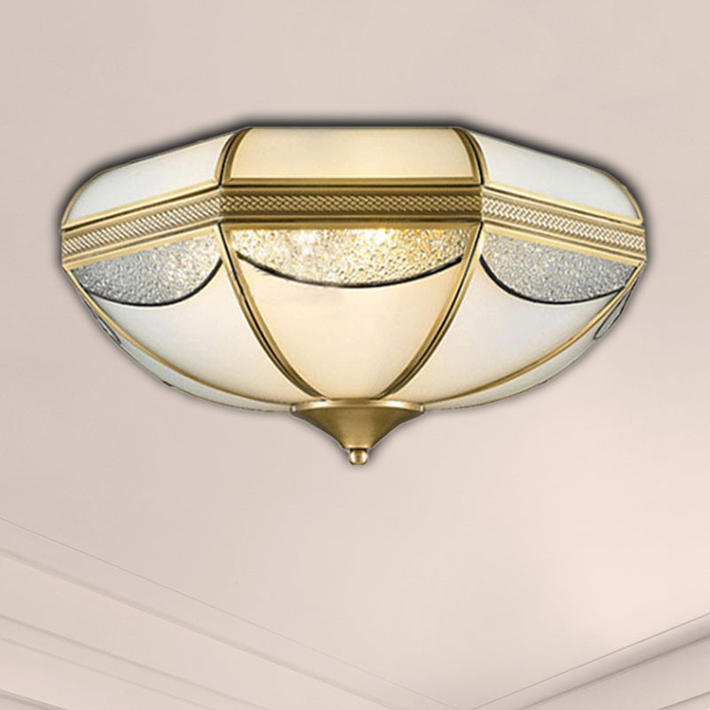 2/3/5 Lights Flush Ceiling Light Classic Domed Opal Glass Flush Mount Lighting in Gold for Bedroom, 14"/18"/21.5" Wide Clearhalo 'Ceiling Lights' 'Close To Ceiling Lights' 'Close to ceiling' 'Flush mount' Lighting' 276922