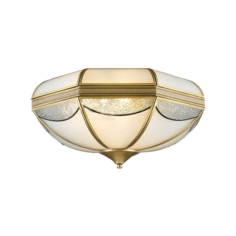 2/3/5 Lights Flush Ceiling Light Classic Domed Opal Glass Flush Mount Lighting in Gold for Bedroom, 14"/18"/21.5" Wide Clearhalo 'Ceiling Lights' 'Close To Ceiling Lights' 'Close to ceiling' 'Flush mount' Lighting' 276924