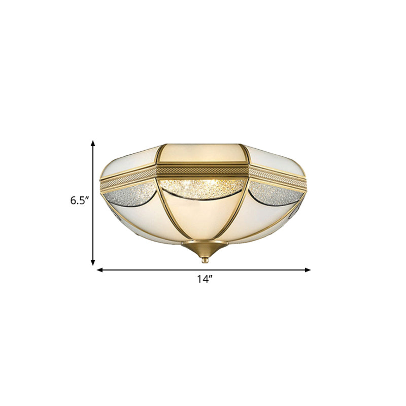 2/3/5 Lights Flush Ceiling Light Classic Domed Opal Glass Flush Mount Lighting in Gold for Bedroom, 14"/18"/21.5" Wide Clearhalo 'Ceiling Lights' 'Close To Ceiling Lights' 'Close to ceiling' 'Flush mount' Lighting' 276925