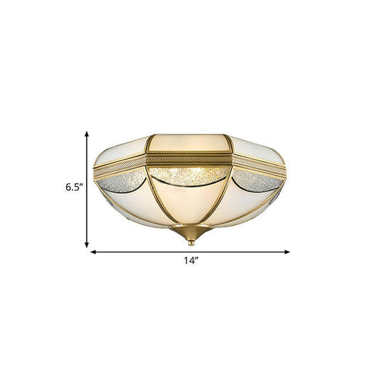 2/3/5 Lights Flush Ceiling Light Classic Domed Opal Glass Flush Mount Lighting in Gold for Bedroom, 14"/18"/21.5" Wide Clearhalo 'Ceiling Lights' 'Close To Ceiling Lights' 'Close to ceiling' 'Flush mount' Lighting' 276925