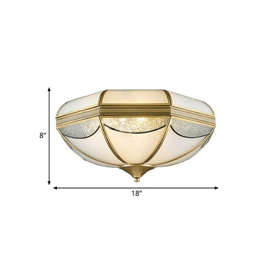 2/3/5 Lights Flush Ceiling Light Classic Domed Opal Glass Flush Mount Lighting in Gold for Bedroom, 14"/18"/21.5" Wide Clearhalo 'Ceiling Lights' 'Close To Ceiling Lights' 'Close to ceiling' 'Flush mount' Lighting' 276926