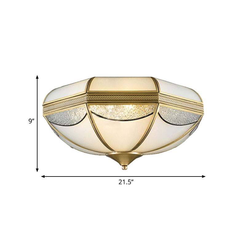 2/3/5 Lights Flush Ceiling Light Classic Domed Opal Glass Flush Mount Lighting in Gold for Bedroom, 14"/18"/21.5" Wide Clearhalo 'Ceiling Lights' 'Close To Ceiling Lights' 'Close to ceiling' 'Flush mount' Lighting' 276927