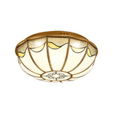 18“/21.5” W Gold 4/5 Lights Ceiling Mount Antique Opal Glass Domed Shaped Flush Light Fixture for Bedroom with Flower Pattern Clearhalo 'Ceiling Lights' 'Close To Ceiling Lights' 'Close to ceiling' 'Flush mount' Lighting' 276942