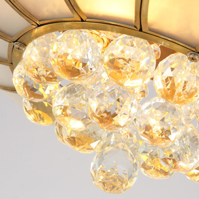 4/6 Lights Living Room Ceiling Mounted Fixture Traditional Gold Flush Mount Light with Scalloped Cream Glass Shade, 21.5"/23.5" Wide Clearhalo 'Ceiling Lights' 'Close To Ceiling Lights' 'Close to ceiling' 'Flush mount' Lighting' 276952