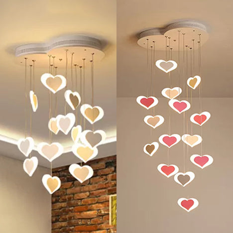 Acrylic Loving Heart Pendant Lamp Dining Room Bedroom Romantic Hanging Light Clearhalo 'Ceiling Lights' 'Pendant Lights' 'Pendants' Lighting' 27703