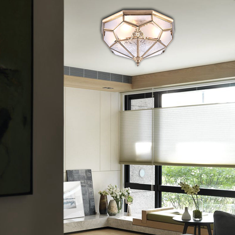 3/4/6 Lights Curved Frosted Glass Pane Flush Ceiling Light Classic Gold Bowl Bedroom Flush Mount Lamp Clearhalo 'Ceiling Lights' 'Close To Ceiling Lights' 'Close to ceiling' 'Flush mount' Lighting' 277049