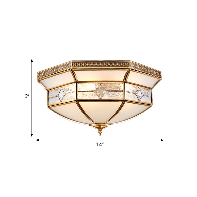 3/4/6 Lights Indoor Ceiling Light Fixture Traditional Brass Flush Mount with Bowl Curved Frosted Glass Shade Clearhalo 'Ceiling Lights' 'Close To Ceiling Lights' 'Close to ceiling' 'Flush mount' Lighting' 277067