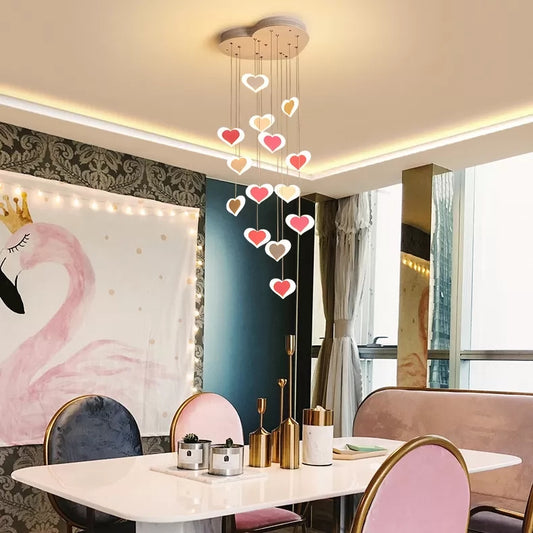 Acrylic Loving Heart Pendant Lamp Dining Room Bedroom Romantic Hanging Light Clearhalo 'Ceiling Lights' 'Pendant Lights' 'Pendants' Lighting' 27706