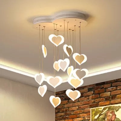 Acrylic Loving Heart Pendant Lamp Dining Room Bedroom Romantic Hanging Light Clearhalo 'Ceiling Lights' 'Pendant Lights' 'Pendants' Lighting' 27707