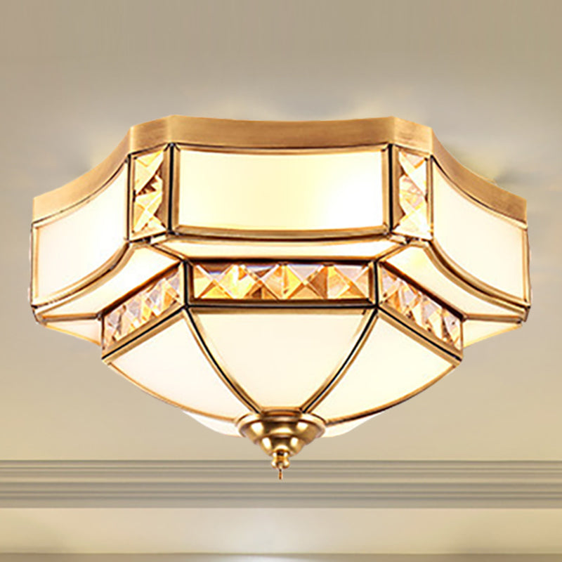 Gold 3/4/6 Lights Flush Light Fixture Traditional Opal Glass Bowl Ceiling Flush Mount for Bedroom Clearhalo 'Ceiling Lights' 'Close To Ceiling Lights' 'Close to ceiling' 'Flush mount' Lighting' 277112