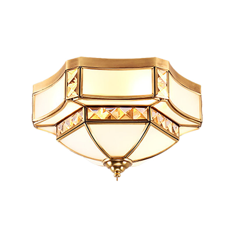 Gold 3/4/6 Lights Flush Light Fixture Traditional Opal Glass Bowl Ceiling Flush Mount for Bedroom Clearhalo 'Ceiling Lights' 'Close To Ceiling Lights' 'Close to ceiling' 'Flush mount' Lighting' 277114