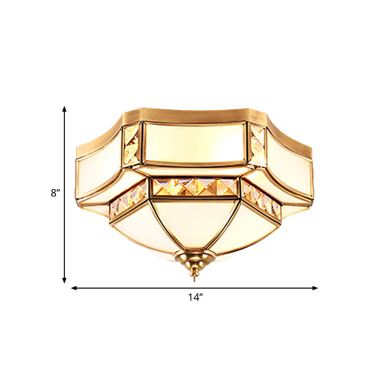 Gold 3/4/6 Lights Flush Light Fixture Traditional Opal Glass Bowl Ceiling Flush Mount for Bedroom Clearhalo 'Ceiling Lights' 'Close To Ceiling Lights' 'Close to ceiling' 'Flush mount' Lighting' 277115